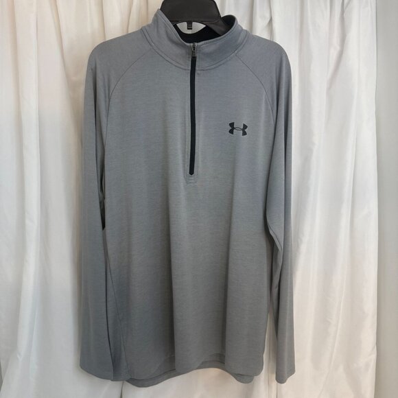 Under Armour Mens Gray 1/4 Zip Long Sleeve Athletic Pullover Medium - Picture 1 of 7